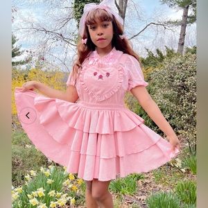 Miss Candyholic Rose Tea Embroidered Pinafore